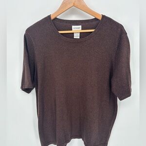 Liz Baker Women's Brown Top Extra Large Basic Casual